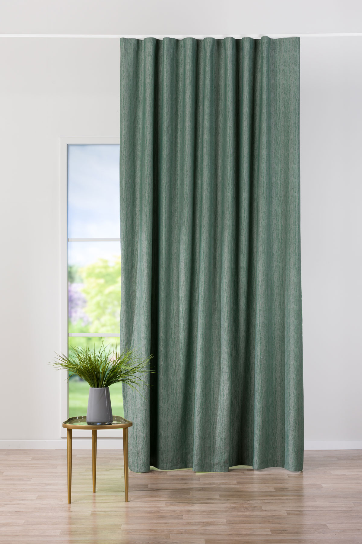 nordic green print curtain