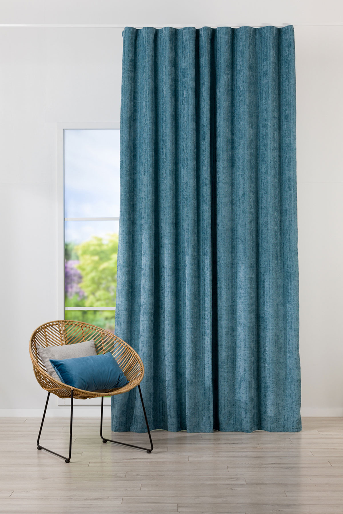 intense blue print curtain