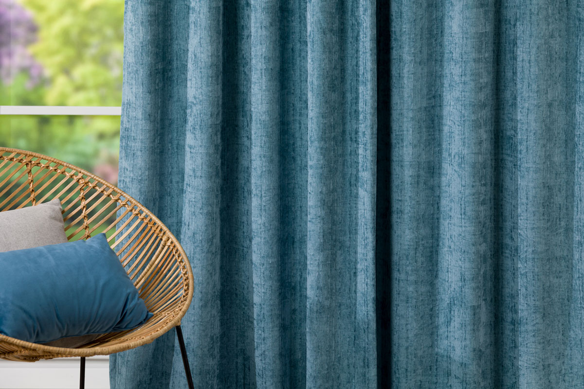 intense blue print curtain