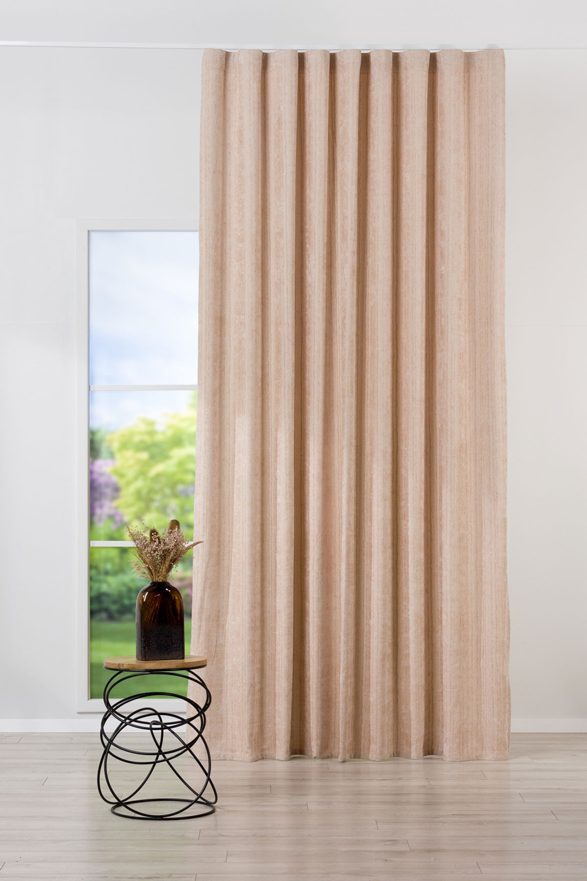 intense beige print curtain