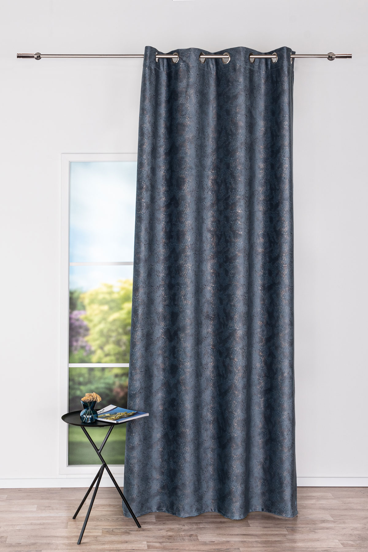 mars blue print curtain