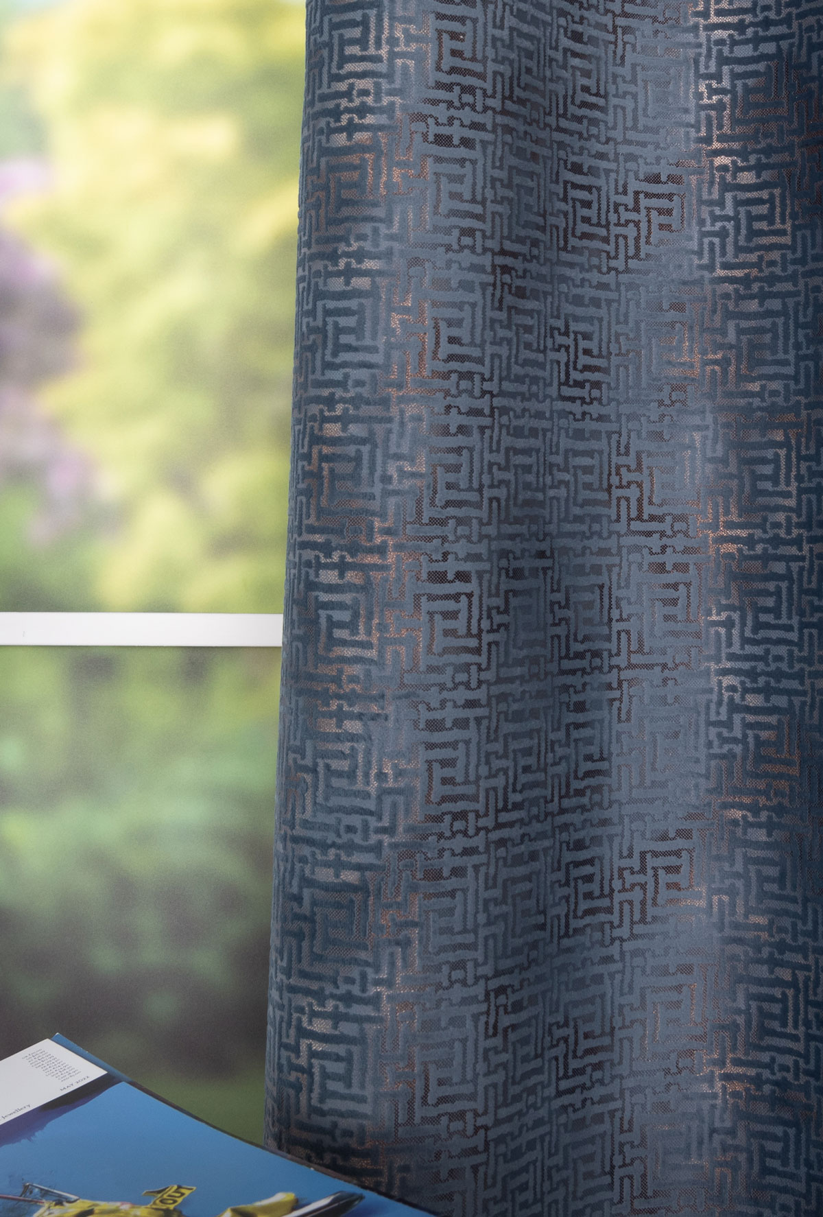 mars blue print curtain