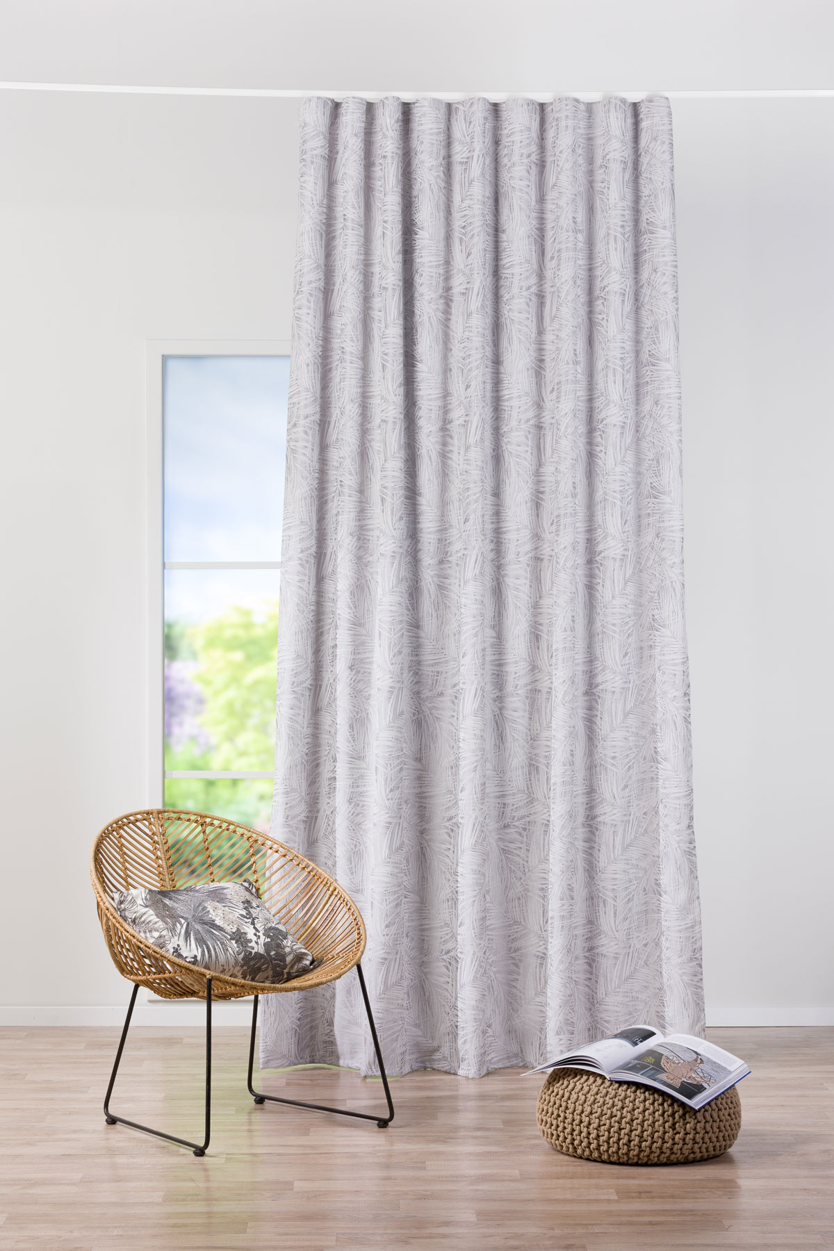 allegro grey print curtain