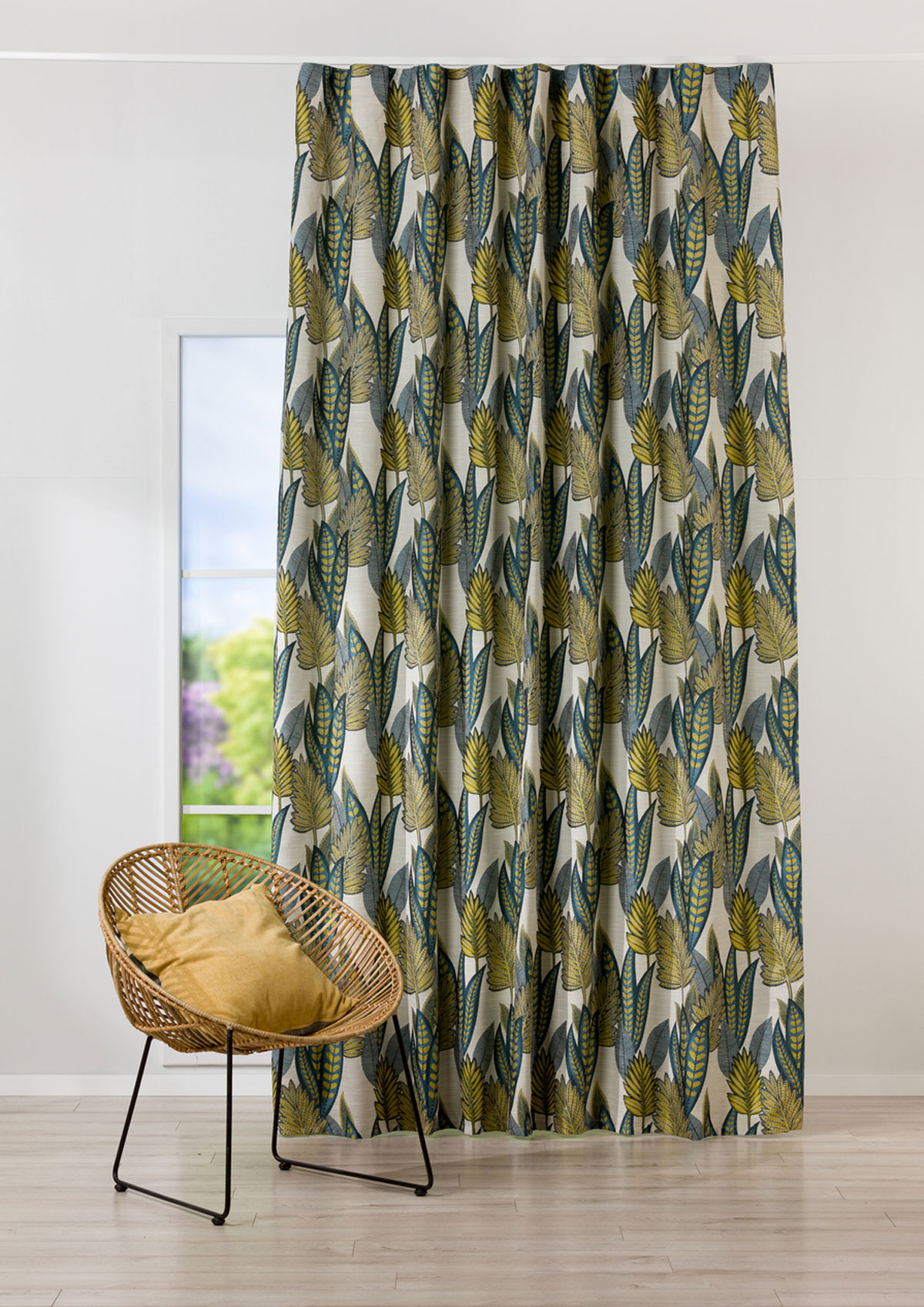dominica green print curtain