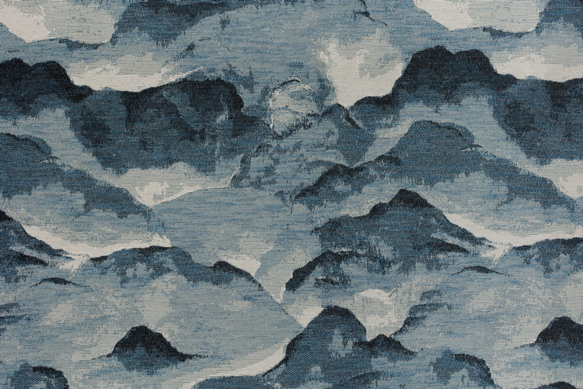 nebbia blue print curtain