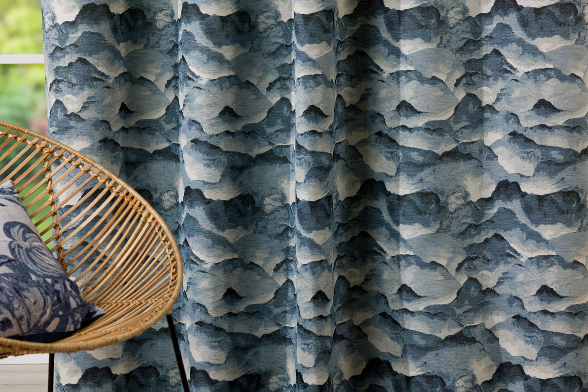 nebbia blue print curtain