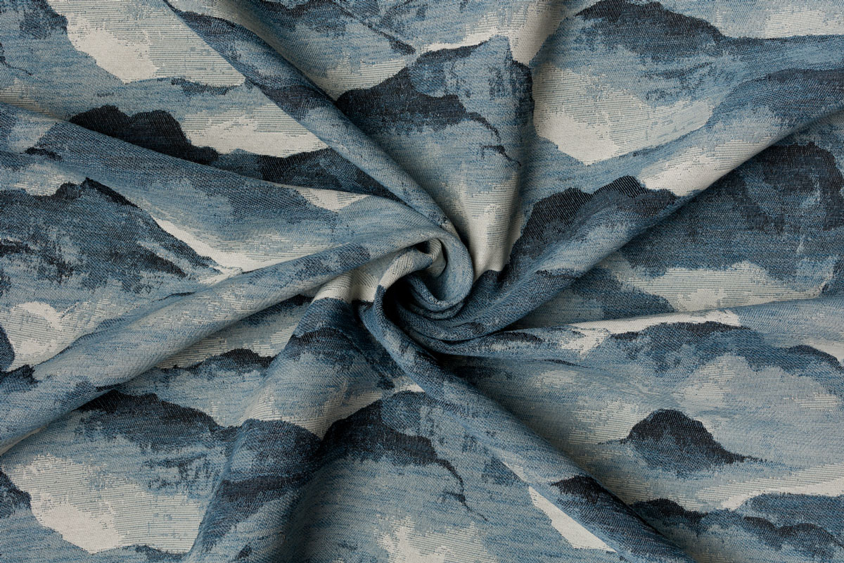 nebbia blue print curtain