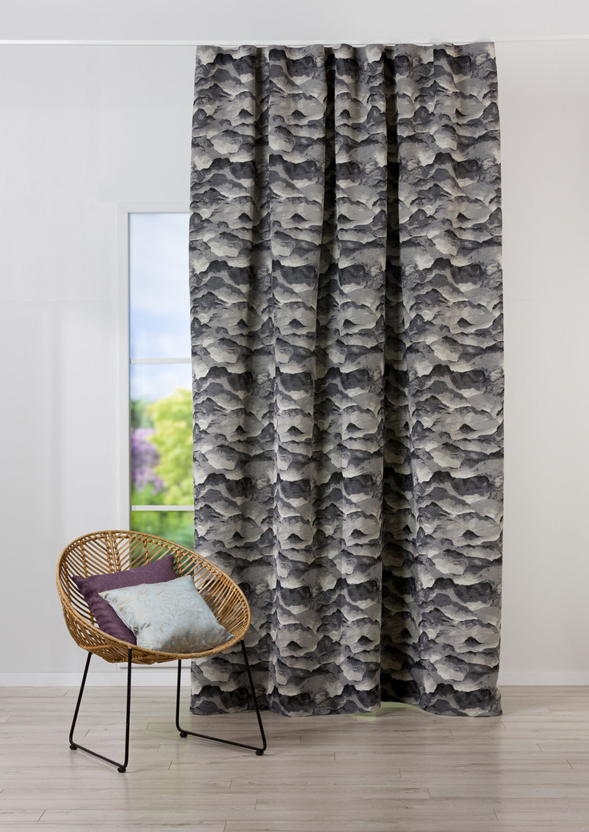 nebbia grey print curtain