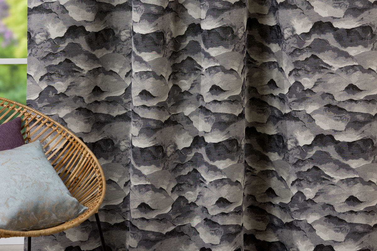 nebbia grey print curtain