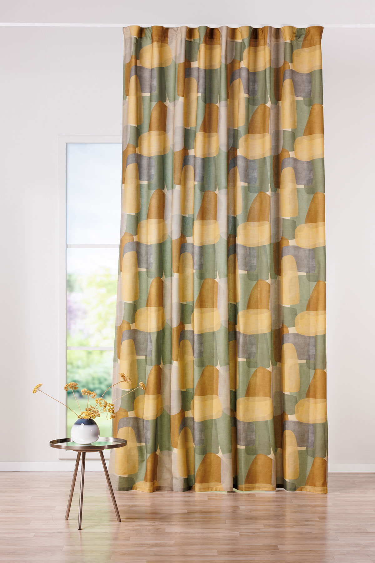 degas green print curtain